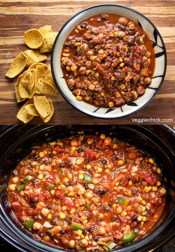 Slow Cooker Soy Chorizo Chili- Veggie Chick Recipes