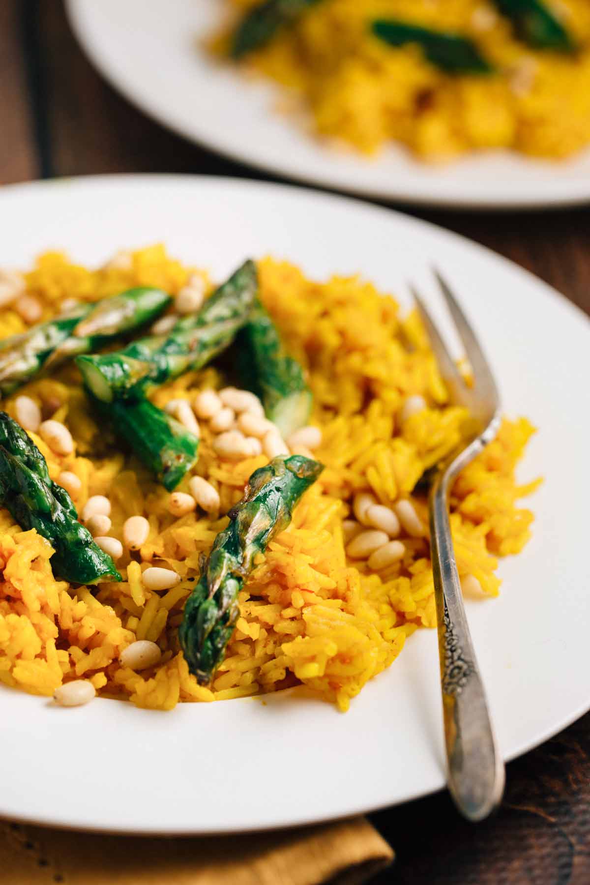 Saffron Rice with Asparagus | via veggiechick.com #vegan #glutenfree