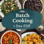 Batch cooking + free PDF with 3 photos of dishes.